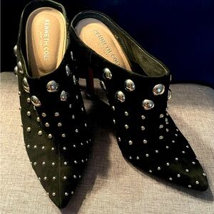 Kenneth Cole Womens Black Studded Mules